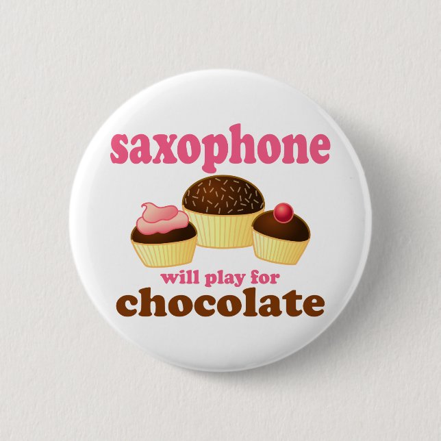 Saxophon-Schokoladen-Musik-Knopf Button (Vorderseite)