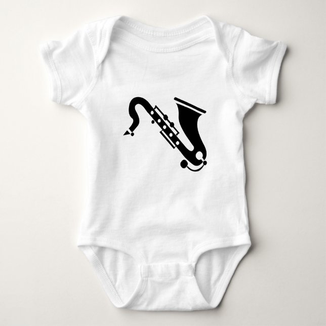 Saxophon - Schwarz Baby Strampler (Vorderseite)