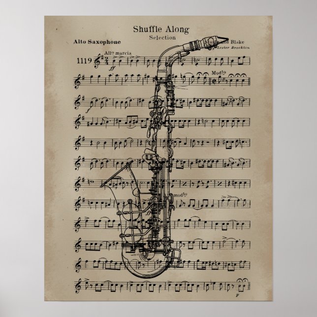 Saxophon Sheet Music Poster (Vorne)