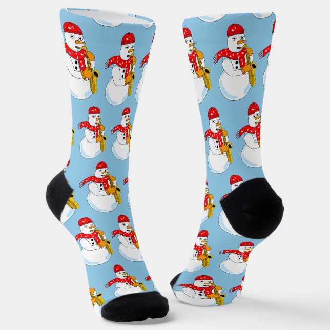 Saxophon Snowman Socken (Gewinkelt)