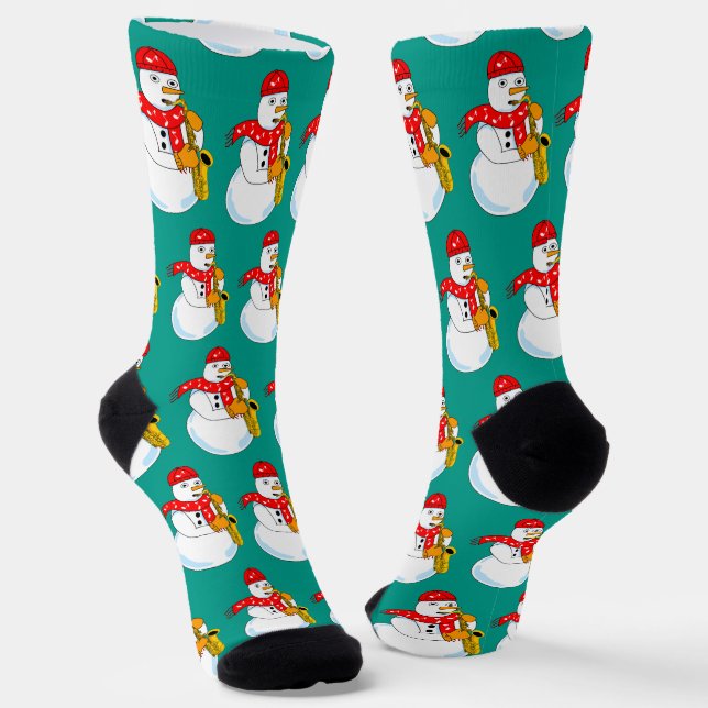 Saxophon Snowman Socken (Gewinkelt)