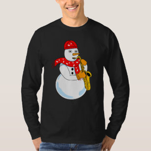 Saxophon Snowman T-Shirt
