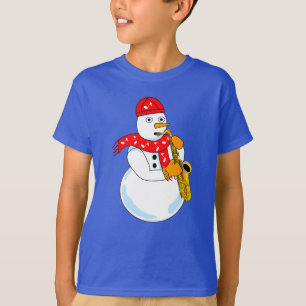 Saxophon Snowman T-Shirt