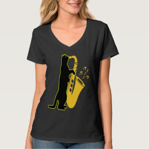 Saxophon spielende Katze Saxophonist Süße Kitty Mu T-Shirt