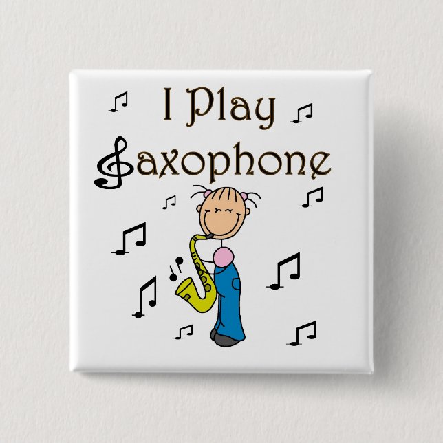 Saxophon-Spieler-Knopf Button (Vorderseite)