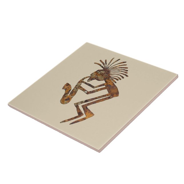 Saxophon-Spieler-Petroglyphe Fliese (Seite)