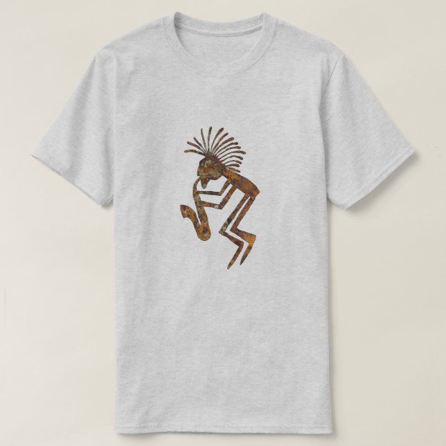Saxophon-Spieler-Petroglyphe T-Shirt (Design vorne)