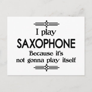 Saxophon - Spielt sich selbst lustige Deco-Musik Postkarte