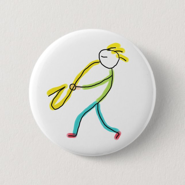 Saxophon-Strichmännchen Button (Vorderseite)