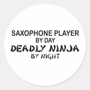 Saxophon tödliches Ninja bis zum Nacht Runder Aufkleber