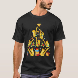 Saxophon Tree Hat in Snow Merry Christmas Xmas de T-Shirt