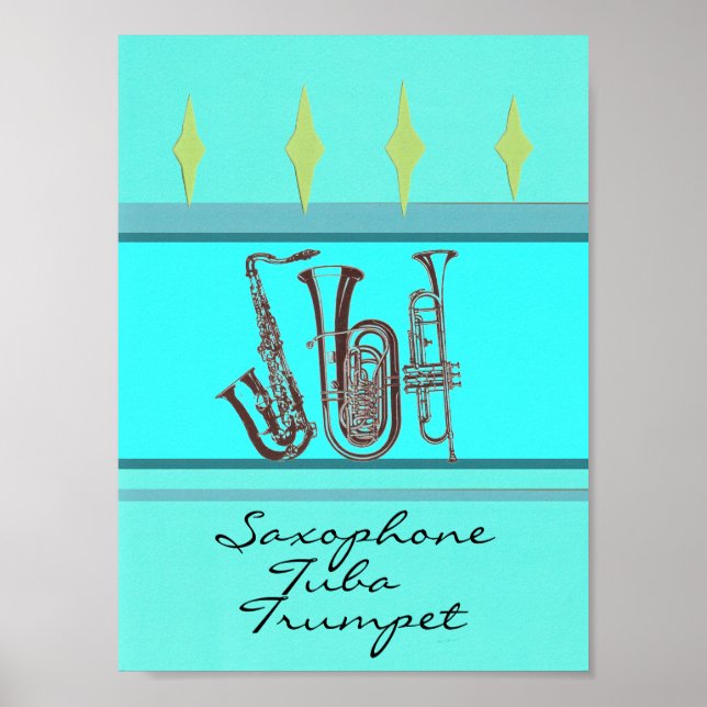 Saxophon Tuba Trumpet Poster (Vorne)
