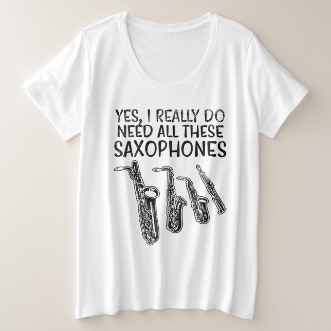 Saxophon-Typen Große Größe T-Shirt (Design vorne)