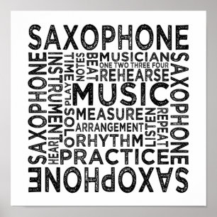 Saxophon Typografie Poster