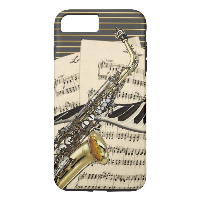 Saxophon u. Klavier-Musik Case-Mate iPhone Hülle (Rückseite)