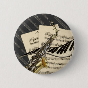 Saxophon-u. Klavier-Musik-Knöpfe Button