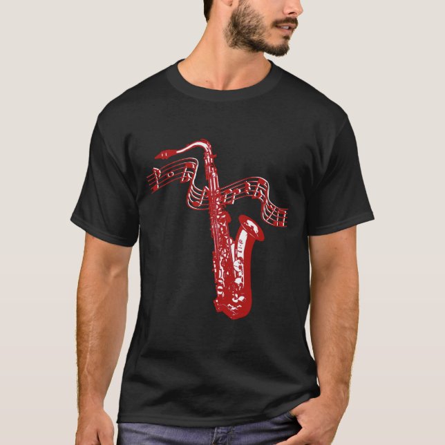 Saxophon und Hinweise T-Shirt (Vorderseite)