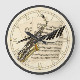 Saxophon und Klaviermusik Design Uhr
