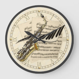 Saxophon und Klaviermusik Design Uhr
