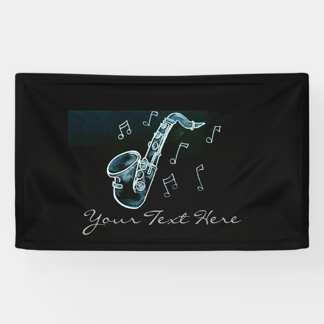 Saxophon und Musiknoten Banner (Horizontal)