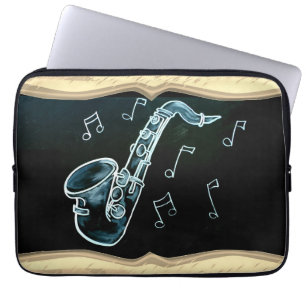 Saxophon und Musiknoten Laptopschutzhülle