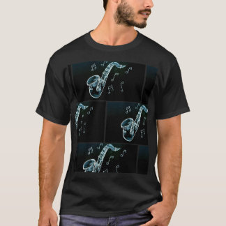 Saxophon und Musiknoten T-Shirt
