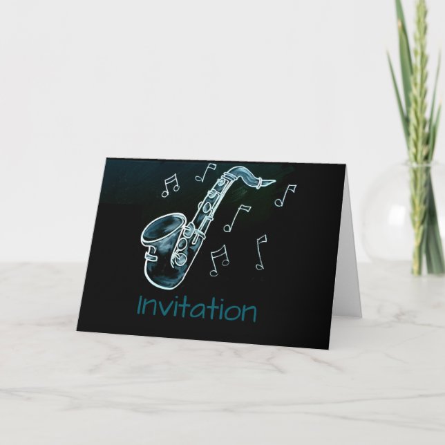 Saxophon und Noten (Vorderseite)