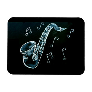 Saxophon und Noten Magnet