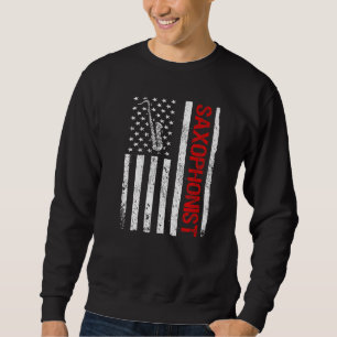 Saxophon USA Amerikanische Flagge für Saxophoniste Sweatshirt
