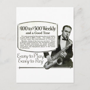 Saxophon Vintage Ad Postkarte