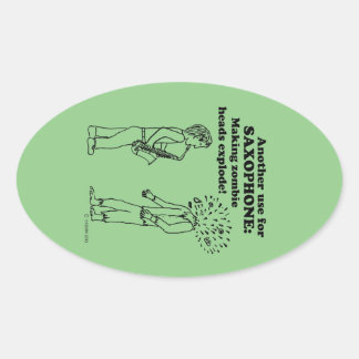 Saxophon Zombie Explode Oval Sticker