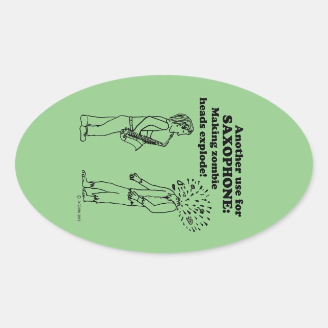 Saxophon Zombie Explode Oval Sticker (Vorderseite)