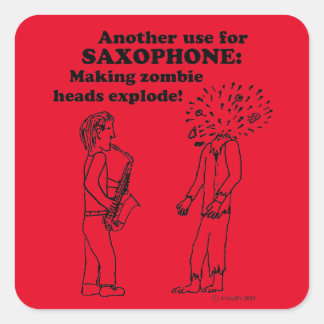 Saxophon Zombie Explode Square Sticker