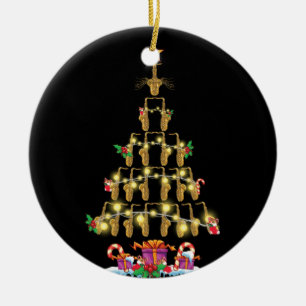 Saxophone-Baumhut im Schnee Weihnachtsdekoration Keramik Ornament
