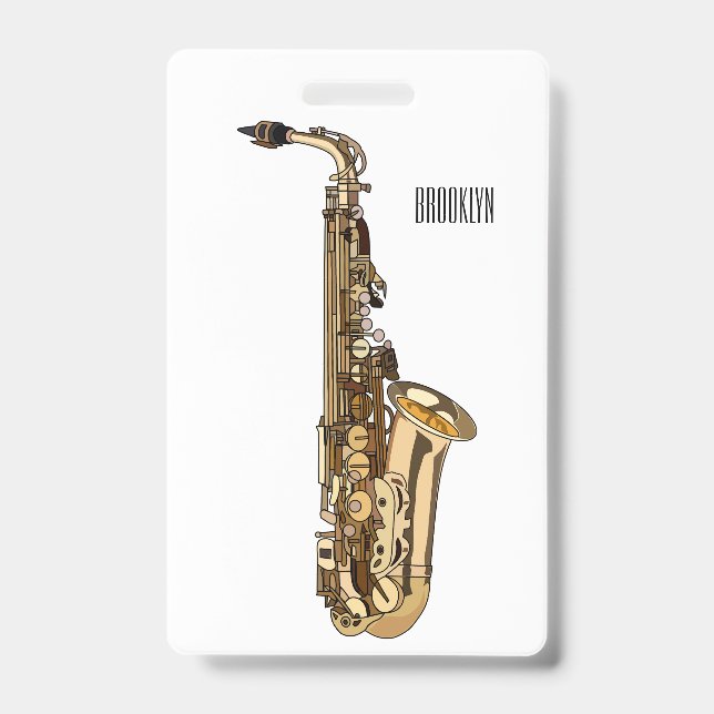 Saxophone Cartoon Illustration Ausweis (Vorderseite)