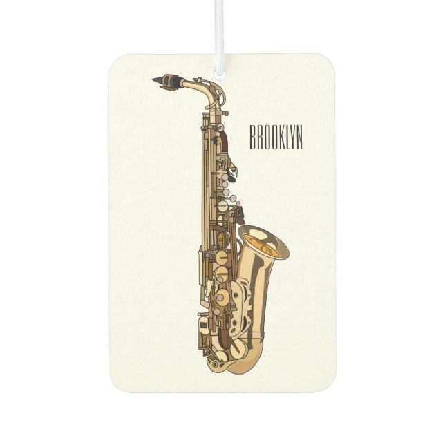 Saxophone Cartoon Illustration Autolufterfrischer (Vorderseite)