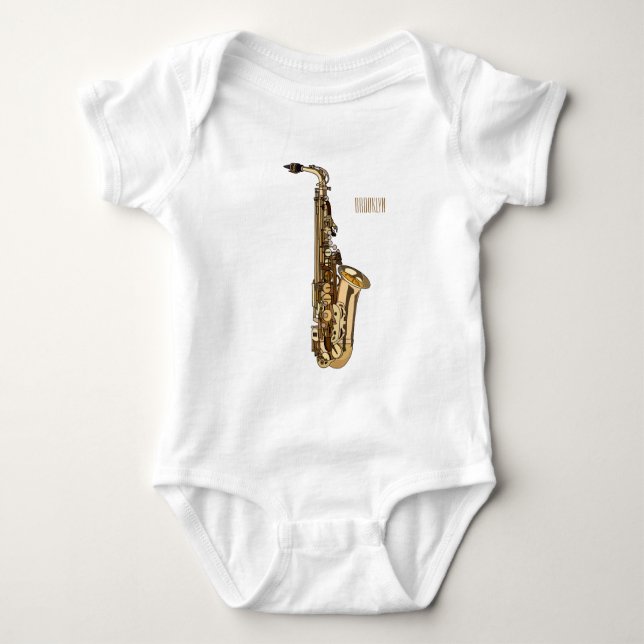 Saxophone Cartoon Illustration Baby Strampler (Vorderseite)