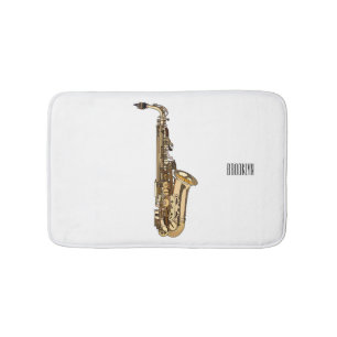 Saxophone Cartoon Illustration Badematte