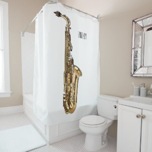 Saxophone Cartoon Illustration Duschvorhang