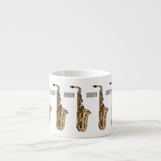 Saxophone Cartoon Illustration Espressotasse (Vorderseite)
