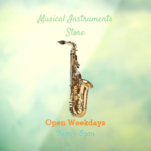 Saxophone Cartoon Illustration Fensteraufkleber