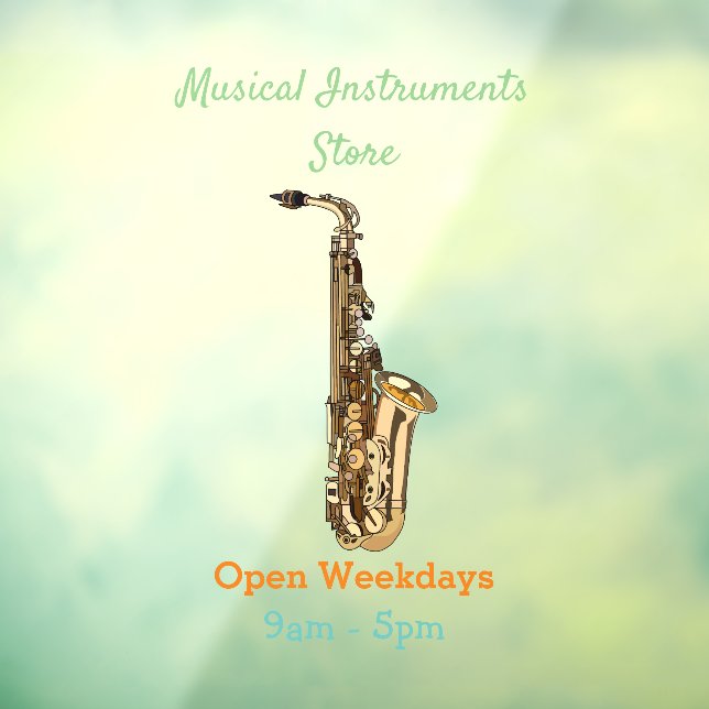 Saxophone Cartoon Illustration Fensteraufkleber (Blatt 3)