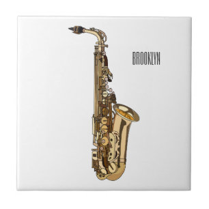 Saxophone Cartoon Illustration Fliese