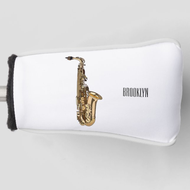 Saxophone Cartoon Illustration Golf Headcover (Vorderseite)