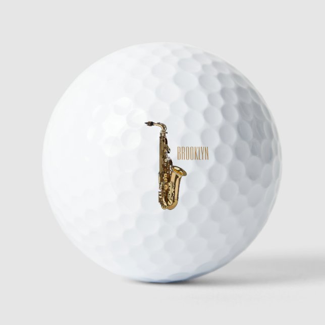 Saxophone Cartoon Illustration Golfball (Vorderseite)