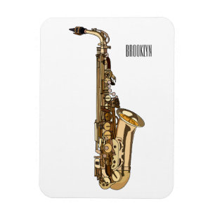 Saxophone Cartoon Illustration Magnet