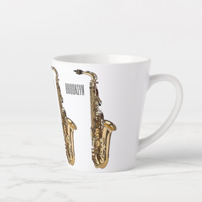 Saxophone Cartoon Illustration Milchtasse (Rechts)
