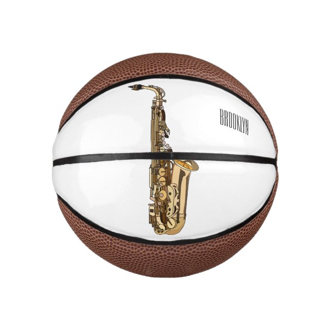 Saxophone Cartoon Illustration Mini Basketball (Vorderseite)