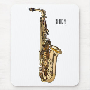 Saxophone Cartoon Illustration Mousepad
