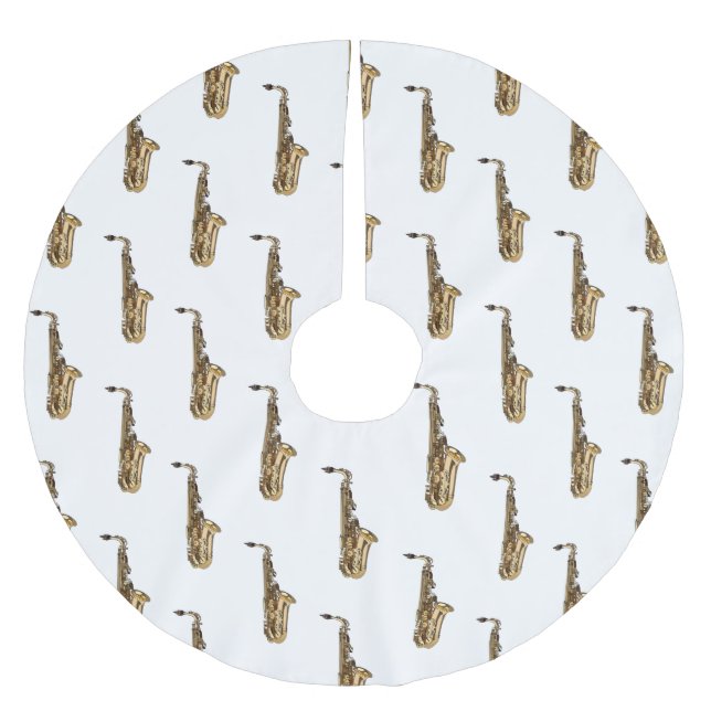 Saxophone Cartoon Illustration Polyester Weihnachtsbaumdecke (Vorderseite)